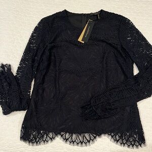 Donna Karan Black Lace Top NWT Sz XS